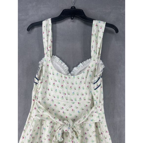 Free People Sweet Hearts Midi Dress In Ivory Combo Size Medium - Picture 8 of 12